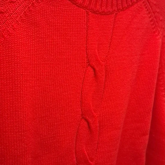 Norm Thompson Red Turtleneck Chunky Swirl Ribbed Hem Grandpacore XL Sweater